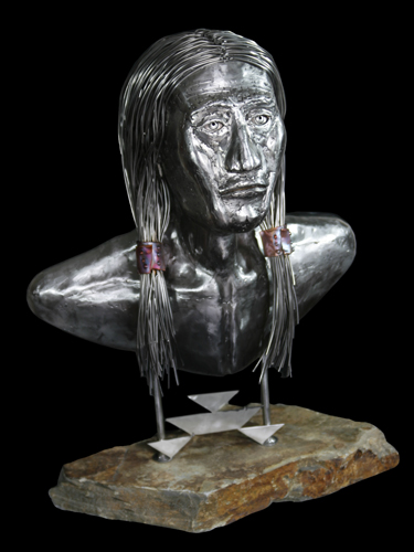Native American bust sculpture